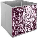 Boite de rangement-tiroir pour meuble en tissu Sequin - Argent et rose - 24x24x23cm