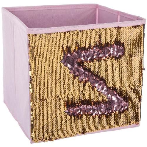Boite de rangement-tiroir pour meuble en tissu Sequin Rose dore - 24x24x23cm