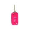 Boitier - Coque De Cle - Telecommande HOUSSE DE CLE EN SILICONE 2 BOUTONS ROSE POUR RENAULT
