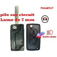 Boitier - Coque De Cle - Telecommande PSA307CP - Coque de cle electronique et lame 7mm Citroen-Peugeot - 3 Boutons - Bouton phare - Pile sur circuit Boitier - Coque De Cle - Telecommande PSA307CP - Coque de cle electronique et lame 7mm Citroen-Peugeot - 3 Boutons - Bouton phare - Pile sur circuit