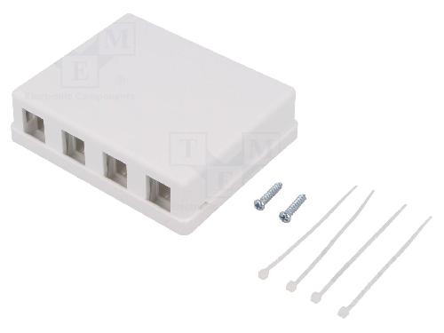 Cable - Connectique Pour Peripherique Boitier murale Keystone RJ45 femellle X4 - blanc