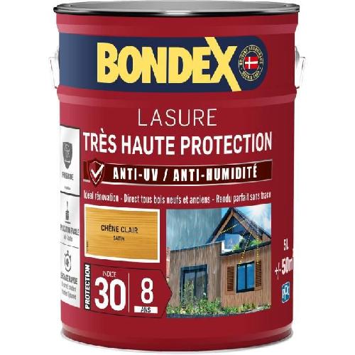 Peinture - Vernis - Traitement (lasure - Effets Decoratifs) BONDEX - LASURE 8 ans - Indice 30 - Chene Clair - Satin - 5L