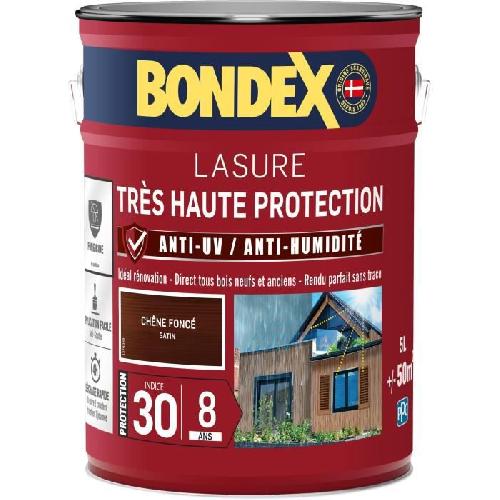 Peinture - Vernis - Traitement (lasure - Effets Decoratifs) BONDEX - Lasure 8 ans - Indice 30 - Chene Foncé - Satin - 5L