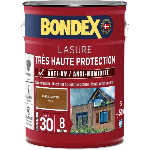 Peinture - Vernis - Traitement (lasure - Effets Decoratifs) BONDEX - Lasure 8 ans - Indice 30 - Chene Moyen - Satin - 5L