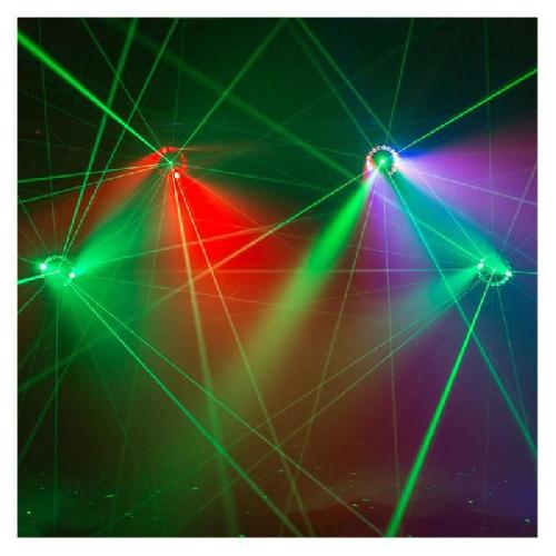 BOOMTONEDJ CYCLONE LZR - Jeu de lumieres a LED avec Laser vert multipoints et effet multifaisceaux tournant