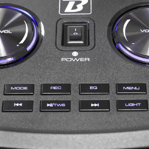 BOOMTONEDJ TRAVELER 300 Enceinte sur batterie Bluetooth - 25W - USB-FM-TF-Aux In. FM radio - 2 Entrees Micros