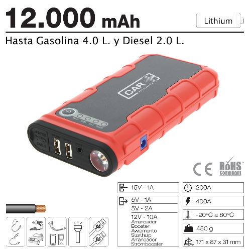 Chargeur De Batterie Booster et chargeur batterie lithium 12000 mAh 12V-10A