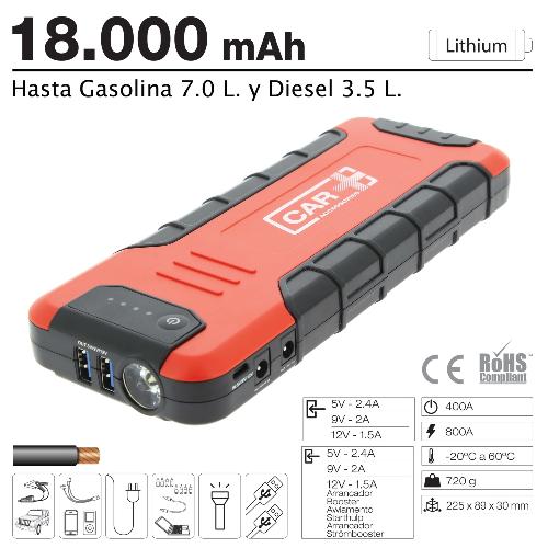 Chargeur De Batterie Booster et chargeur batterie lithium 18000 mAh 12V - 1.5A