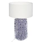 Lampe A Poser BORJA Lampe cylindre en ceramique - E27 - 40 W - H52.5 cm - Bleu et blanc