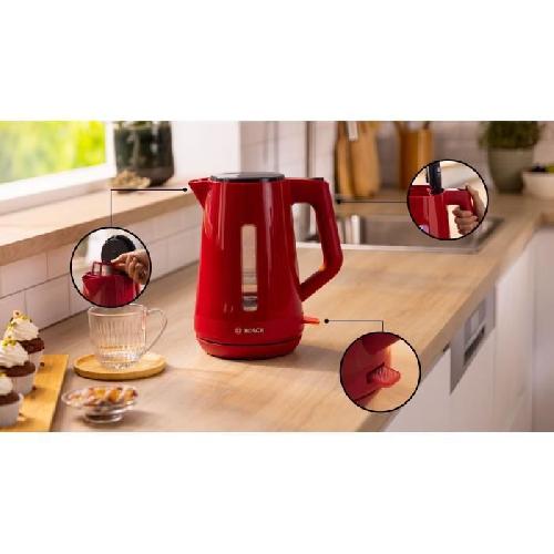 Bouilloire Electrique Bouilloire - BOSCH - TWK1M124 MyMoment - Rouge - capacité 1.7L - base 360° - filtre anti-calcaire