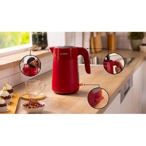 Bouilloire Electrique Bouilloire - BOSCH - TWK2M164 MyMoment - Rouge Mate - indicateur de tasses - niveau d'eau visible