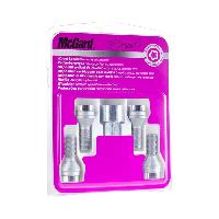 Boulon De Roue - Ecrou De Roue - Goujon De Roue 4 vis - 14x125 - L28.2 - H17 - Conique - Antivol de roues - Chrome - 27226SU