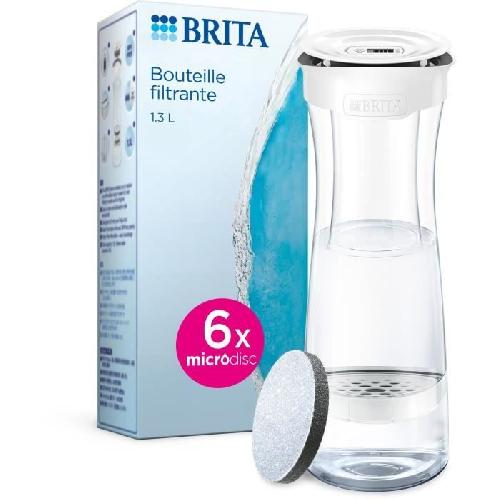 Carafe Filtrante Bouteille filtrante - BRITA - Blanc Graphite - 1.3L - 6 filtres MicroDisc - Compatible lave-vaisselle