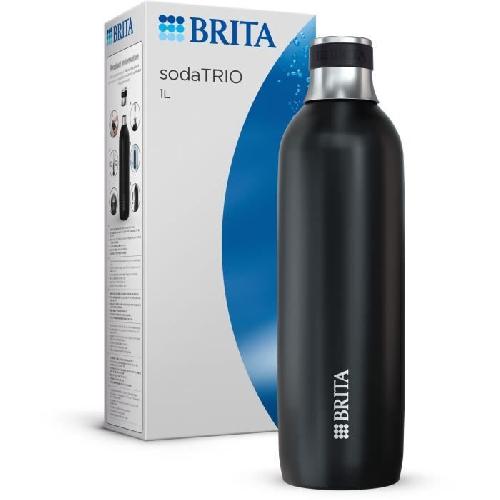 Gazeificateur - Machine A Sodas Bouteille isotherme BRITA - Compatible SodaTRIO - Capacite 1L - Acier Inoxydable - Noire