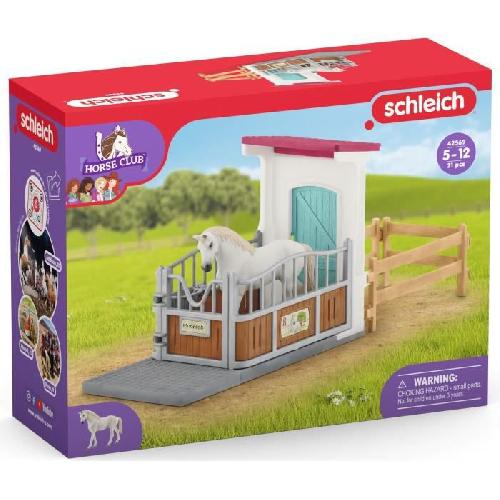 Figurine Miniature - Personnage Miniature Box avec étalon Pur Sang anglais. Extension pour écurie schleich pour enfant. Schleich 42569 HORSE CLUB. des 5 ans