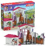 Figurine Miniature - Personnage Miniature Box avec Jument Hanovrien et Berger Australien. Figurine cheval et accessoires. SCHLEICH 72218 Horse Club. des 5 ans