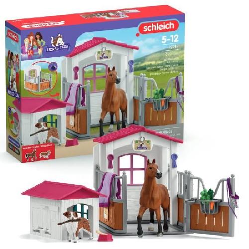 Figurine Miniature - Personnage Miniature Box avec Jument Hanovrien et Berger Australien. Figurine cheval et accessoires. SCHLEICH 72218 Horse Club. des 5 ans