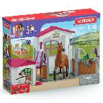 Figurine Miniature - Personnage Miniature Box avec Jument Hanovrien et Berger Australien. Figurine cheval et accessoires. SCHLEICH 72218 Horse Club. des 5 ans