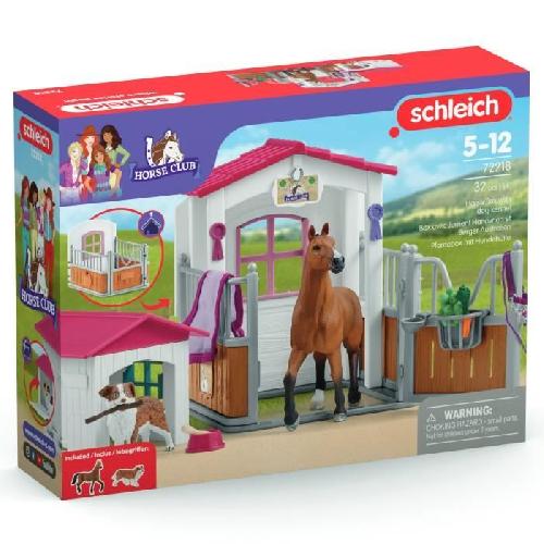 Figurine Miniature - Personnage Miniature Box avec Jument Hanovrien et Berger Australien. Figurine cheval et accessoires. SCHLEICH 72218 Horse Club. des 5 ans