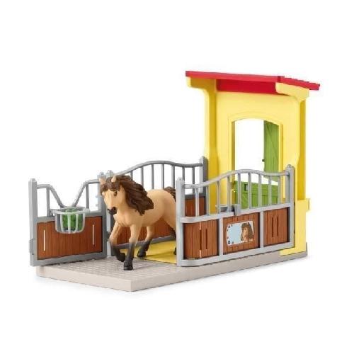 Univers Miniature - Habitation Miniature - Garage Miniature Box avec Poney Icelandais - Extension Ferme Educative. Coffret schleich avec 1 box et 1 figurine poney. pour enfants des 3 ans -