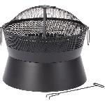 Brasero - Accessoire Brasero Leon en acier - Finition noire - Grille chromee - H42 x L51 x P51 cm