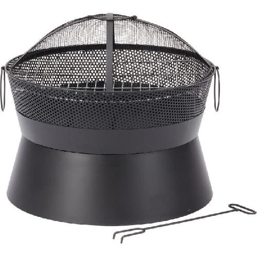 Brasero - Accessoire Brasero Leon en acier - Finition noire - Grille chromee - H42 x L51 x P51 cm