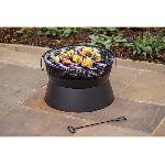 Brasero - Accessoire Brasero Leon en acier - Finition noire - Grille chromee - H42 x L51 x P51 cm