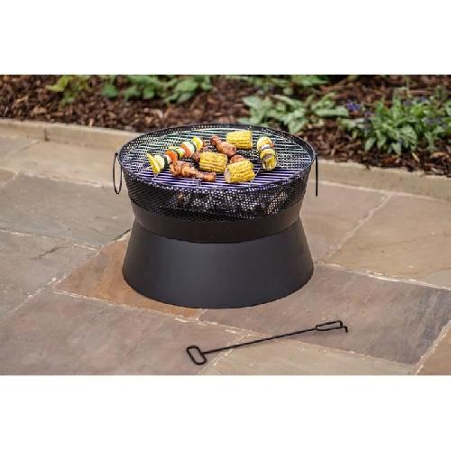 Brasero - Accessoire Brasero Leon en acier - Finition noire - Grille chromee - H42 x L51 x P51 cm