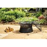 Brasero - Accessoire Brasero Leon en acier - Finition noire - Grille chromee - H42 x L51 x P51 cm