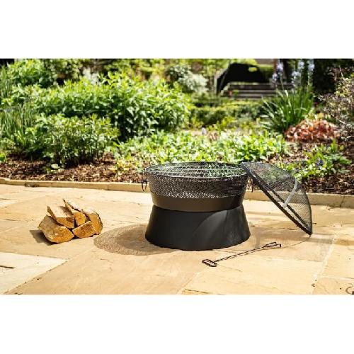 Brasero - Accessoire Brasero Leon en acier - Finition noire - Grille chromee - H42 x L51 x P51 cm