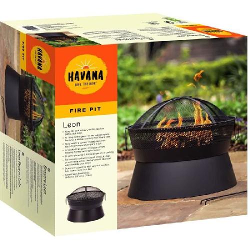 Brasero - Accessoire Brasero Leon en acier - Finition noire - Grille chromee - H42 x L51 x P51 cm