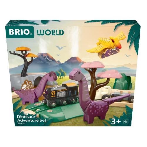 Circuit Miniature BRIO Circuit Aventure Dinosaure 21 pieces - Action de Jeu sans Pile - Dinosaures Inclus - Circuit de Train en Bois - Brio World