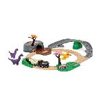 Circuit Miniature BRIO Circuit Aventure Dinosaure 21 pieces - Action de Jeu sans Pile - Dinosaures Inclus - Circuit de Train en Bois - Brio World