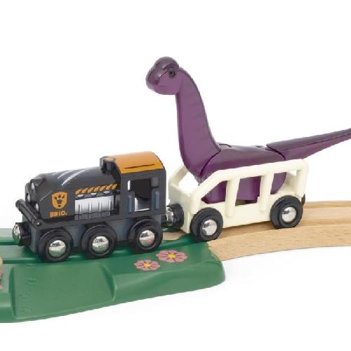 Circuit Miniature BRIO Circuit Aventure Dinosaure 21 pieces - Action de Jeu sans Pile - Dinosaures Inclus - Circuit de Train en Bois - Brio World