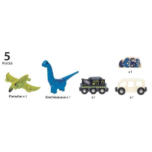 Circuit Miniature Brio Train a Piles Dinosaure - Train electrique - Dinosaure Inclus - pour circuit de train en bois - Des 3 Ans - Brio World - 36096