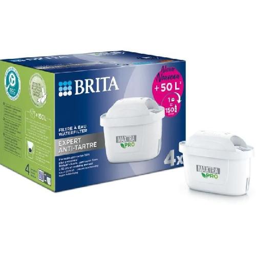 Filtre Pour Carafe Filtrante BRITA Pack de 4 cartouches filtrantes MAXTRA PRO Expert anti-tartre - formule anti-tartre 50% plus puissante vs All-in-2