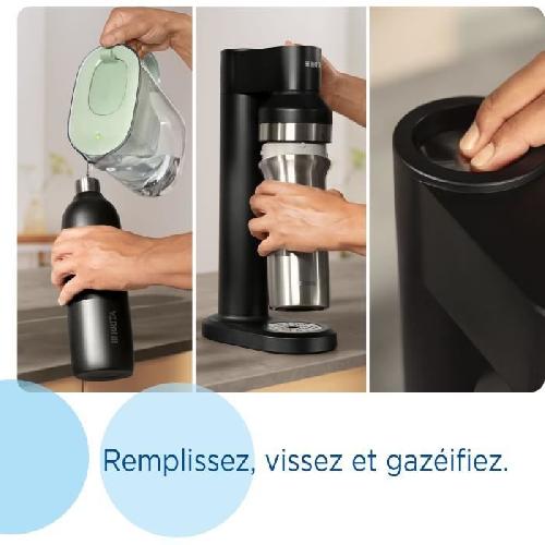 Gazeificateur - Machine A Sodas BRITA sodaTRIO noire - 1x bouteille en verre (0.9L). 1x bouteille en acier inoxydable (0.5L) & 1x cylindre de CO2 BRITA