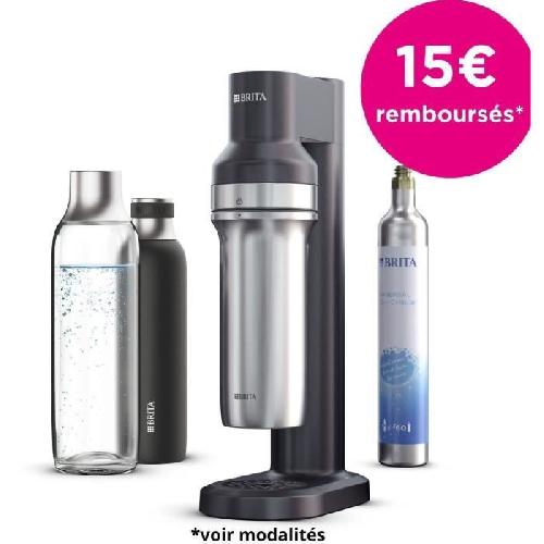 Gazeificateur - Machine A Sodas BRITA sodaTRIO noire - 1x bouteille en verre (0.9L). 1x bouteille en acier inoxydable (0.5L) & 1x cylindre de CO2 BRITA