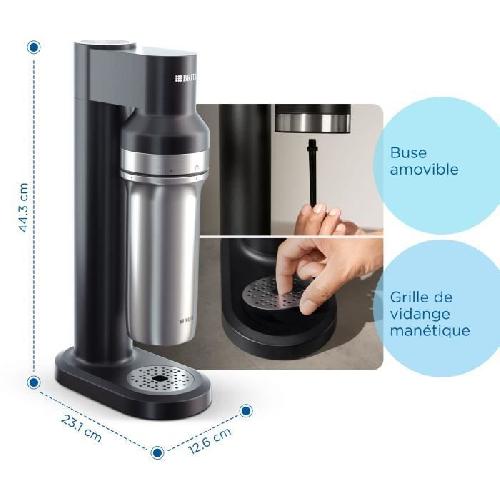 Gazeificateur - Machine A Sodas BRITA sodaTRIO noire - 1x bouteille en verre (0.9L). 1x bouteille en acier inoxydable (0.5L) & 1x cylindre de CO2 BRITA