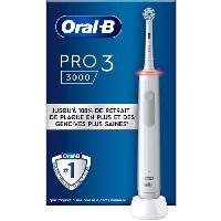 Brosse A Dents Electrique Brosse a Dents Électrique Oral-B Pro 3 3000 Blanche - 2 Brossettes - Tete Ronde - 3 Modes de Brossage