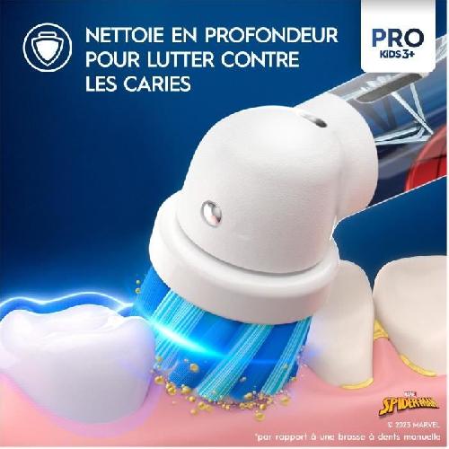 Brosse A Dents Electrique Brosse a dents électrique - ORAL-B - Kids 1 manche Marvel Spider-Man - 1 brossette - 1 étui de voyage - 3 ans et +