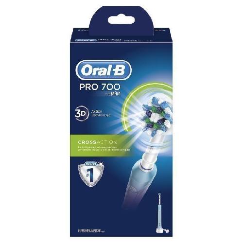 Brosse A Dents Electrique Brosse a Dents Electrique Oral-B PRO 1 700 Cross Action - Rechargeable - Minuteur - Blanche et bleue