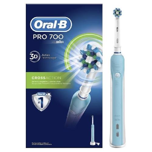 Brosse A Dents Electrique Brosse a Dents Electrique Oral-B PRO 1 700 Cross Action - Rechargeable - Minuteur - Blanche et bleue