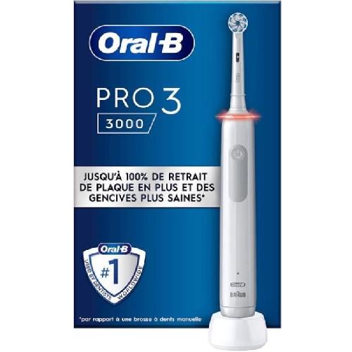 Brosse A Dents Electrique Brosse a Dents Électrique Oral-B Pro 3 3000 Blanche - 2 Brossettes - Tete Ronde - 3 Modes de Brossage