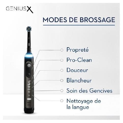 Brosse A Dents Electrique Brosse a Dents Electrique Rechargeable Oral-B Genius X - 1 Manche - Noir - 1 Brossette