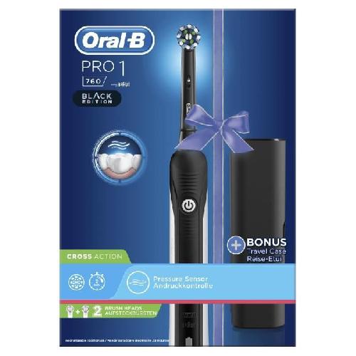 Brosse A Dents Electrique Brosse a dents electrique rechargeable ORAL-B PRO 1 760 - 1 Manche capteur de pression et 1 Etui de transport