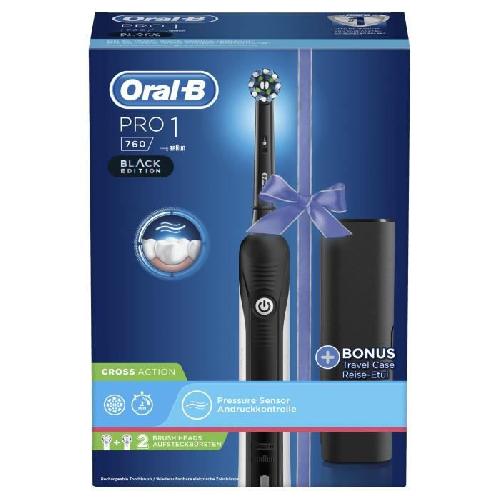 Brosse A Dents Electrique Brosse a dents electrique rechargeable ORAL-B PRO 1 760 - 1 Manche capteur de pression et 1 Etui de transport