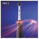Brosse A Dents Electrique Brosse a Dents Electrique Rechargeable Oral-B PRO 3 3000 - Avec 1 Manche Capteur de Pression et 1 Brossette - Technologie 3D - Noir