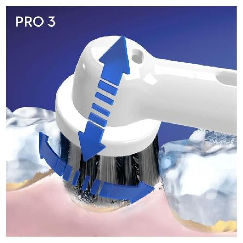 Brosse A Dents Electrique Brosse a Dents Electrique Rechargeable Oral-B PRO 3 3000 - Avec 1 Manche Capteur de Pression et 1 Brossette - Technologie 3D - Noir