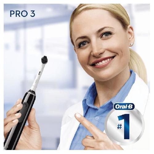 Brosse A Dents Electrique Brosse a Dents Electrique Rechargeable Oral-B PRO 3 3000 - Avec 1 Manche Capteur de Pression et 1 Brossette - Technologie 3D - Noir